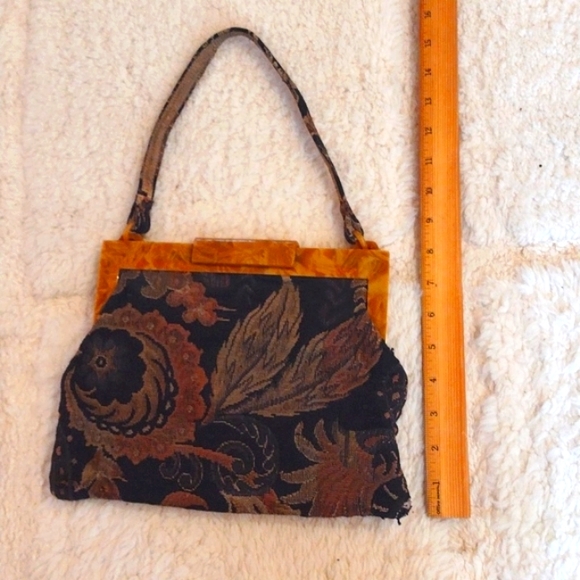 Vintage Floral Carpet Tapestry Handbag Purse - Picture 11 of 11